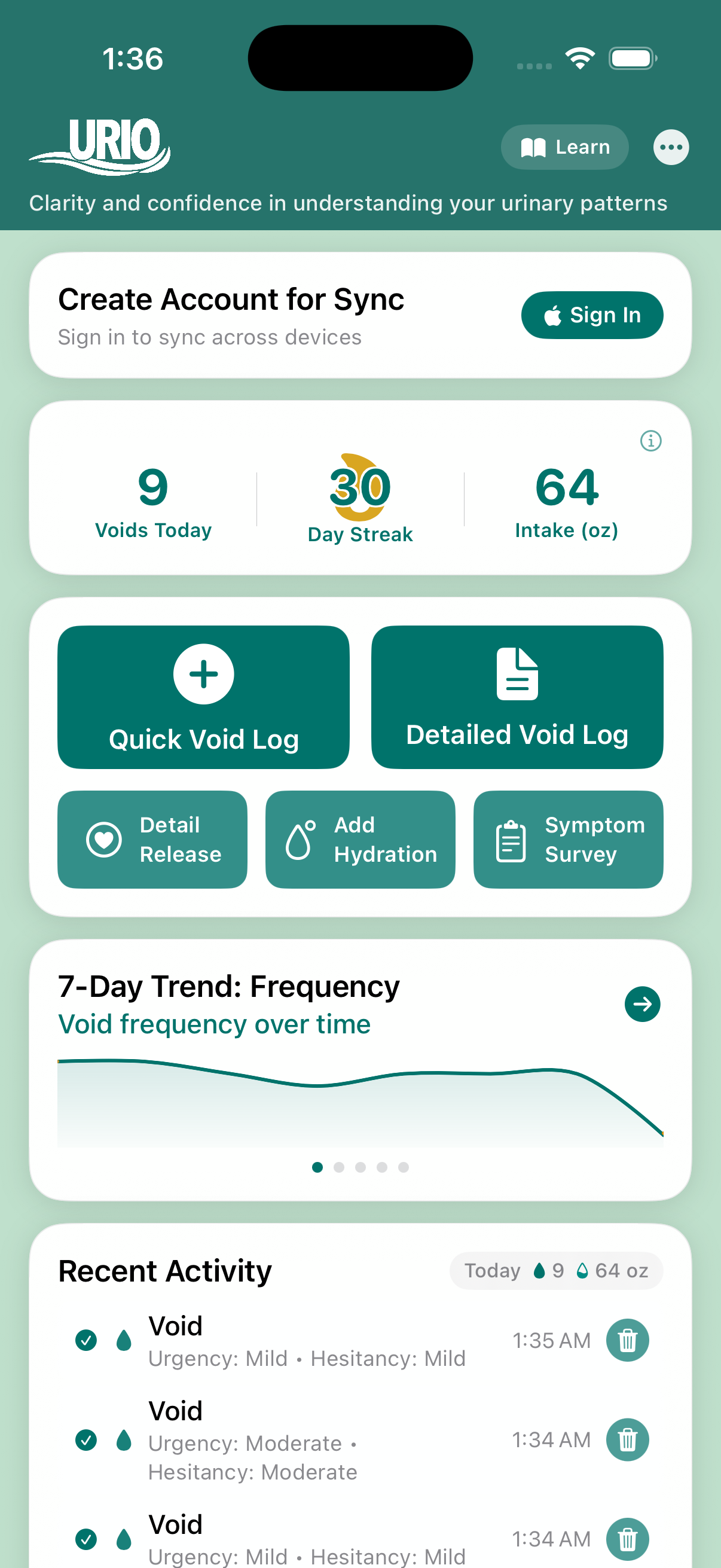 Screenshot 1 - Home dashboard
